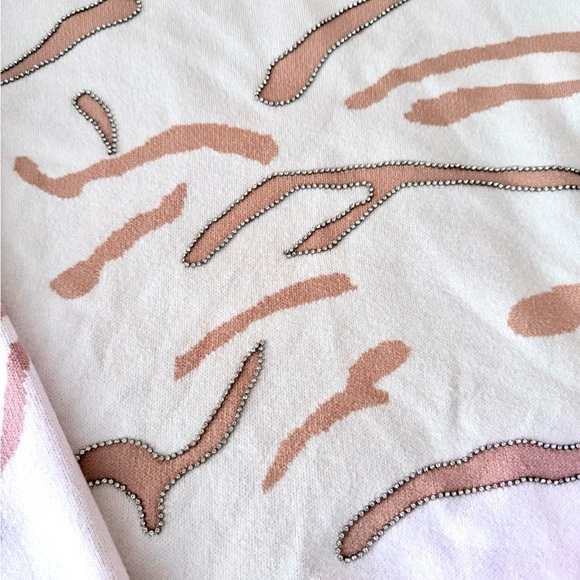 Cream & Brown Abstract Pattern Mock Neck Sweater - Size L - Picture 6 of 6